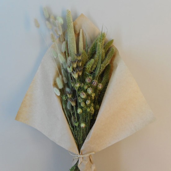 Dried Flowers Bouquet Green Mix Dried and Preserved Flowers and Foliage